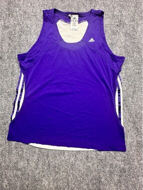 Adidas ClimaCool Womens Tank Top  Purple White Racerback Mesh Running Shirt